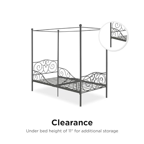 Metal Canopy Kids Platform Bed with Four Poster Design, view 6