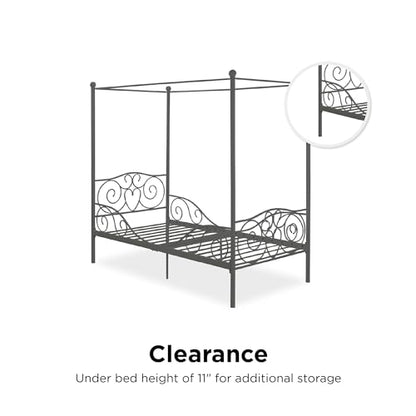 Metal Canopy Kids Platform Bed with Four Poster Design, view 6