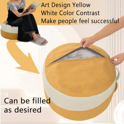 Unstuffed Moroccan Pouf Ottoman Foot Rest Cover Waterproof Pu Leather Small Ottoman with Storage Multifunctional Folding Pouf Cover for Living Room, Bedroom or Balcony ONLY Cover