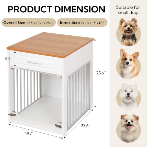 Dog Crate Furniture End Table with Flip-Up Door for Small Dogs, view 3