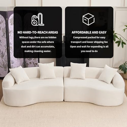 Curved Chenille Modular Sectional Couches with Pillows, 4 Seater Oversized Upholstered Luxury Plush Cloud Sofa for Living Room Apartment, Full Compression Sponge