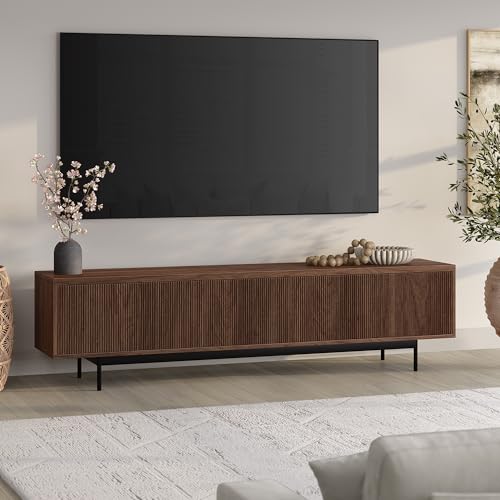 Henn&Hart 79" TV Stand for TVs up to 85", Medium Walnut, view 7