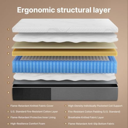 Full 12 Inch Hybrid Mattress in a Box, Medium-Firm, view 3