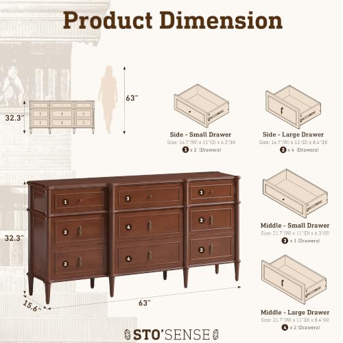 63" 9-Drawer Dresser with Power Outlet, view 3