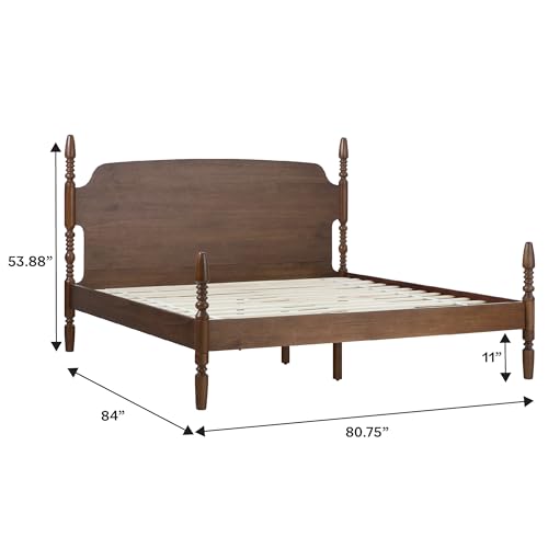 Solid Wood Spindle Vivienne King Bed with Two EZ Assembly 2-Drawer Nightstands, view 5