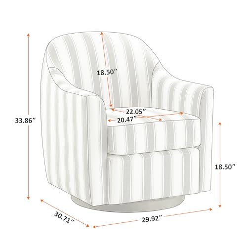 Swivel Accent Chair, Swivel Barrel Chair Modern Upholstered Round Armchair, Comfy Club Reading Chairs for Adults, Reading Accent Chairs for Living Room, Bedroom, Office (Green Stripe)