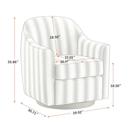 Swivel Accent Chair, Swivel Barrel Chair Modern Upholstered Round Armchair, Comfy Club Reading Chairs for Adults, Reading Accent Chairs for Living Room, Bedroom, Office (Navy Stripe)