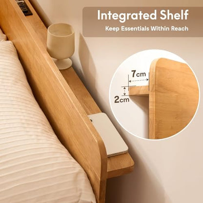 Solid Wood Platform Bed with Tool-Free Assembly, view 7