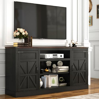 66" Farmhouse TV Stand with Power Outlets for 75 Inch TVs, view 2