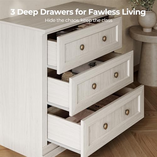 White modular TV stand with drawers and adjustable shelves, view 7