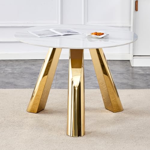 White and gray veined sintered stone table with steel legs, view 2