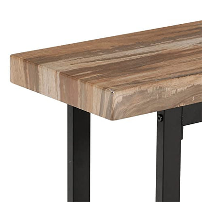 59" Farmhouse Dining Bench Pair 2, Wooden Bench Seat Kitchen Table, Brown, view 7