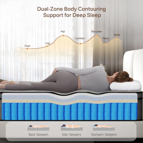 Twin XL Mattress, 12 inch XL Twin Hybrid Cooling Memory Foam Mattress in a Box, view 3