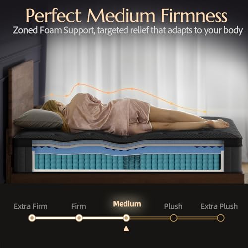 Aura Queen Mattress 10 Inch, Dual Cooling Hybrid Mattress with Cooling Gel Foam, view 7