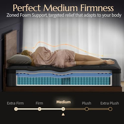 Aura Queen Mattress 10 Inch, Dual Cooling Hybrid Mattress with Cooling Gel Foam, view 7