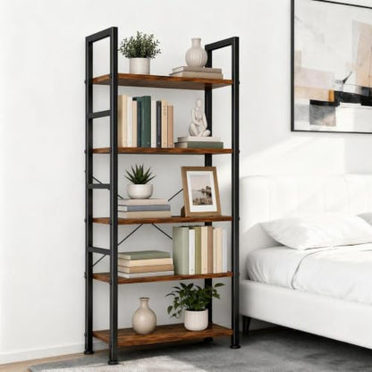 5 Tier Bookshelf, Free Standing Bookcase with Open Storage Shelves, view 5