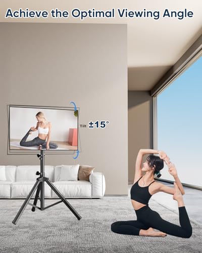 Portable Tripod TV Stand for 26-75 inch TVs, Outdoor TV Stand Mount with 15° Tilt, Height Adjustable Floor TV Stands for Flat/Curved Screens up to 100lbs, Max VESA 600x400mm, FORGINGMOUNT