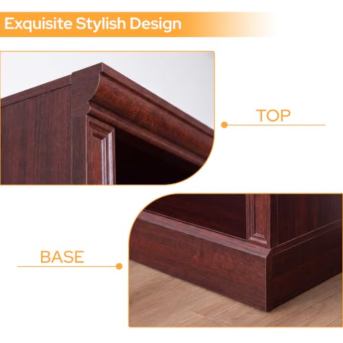 75.2" Tall Bookshelf, 6-Tier Farmhouse Open Bookcase Cherry, view 6