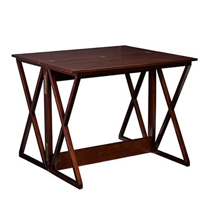 Derby Expandable Counter-Height Table 48 inches Long with Counter Dining, Living Room With Open Concept Living Space Transitional Style, Brown