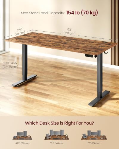 Standing Desk, 63x28 Inch Electric Adjustable Desk, 30-Min Assembly, view 4