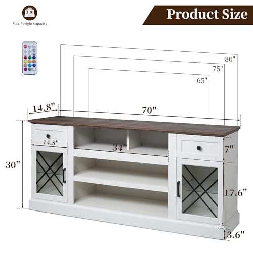 70 Inch TV Stands for Living Room Farmhouse Entrainment Center for bedroom, view 3