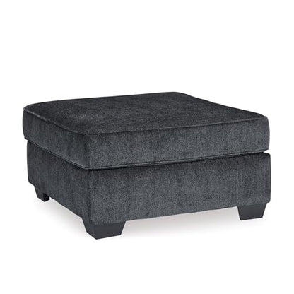 Signature Design by Ashley Altari Oversized Accent Ottoman, Large Gray Square Footstool, Contemporary Chenille Fabric Coffee Table Design, Slate