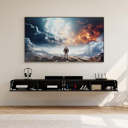 Fully-Assembled Minimalist Floating TV Stand with LED Lights, view 7