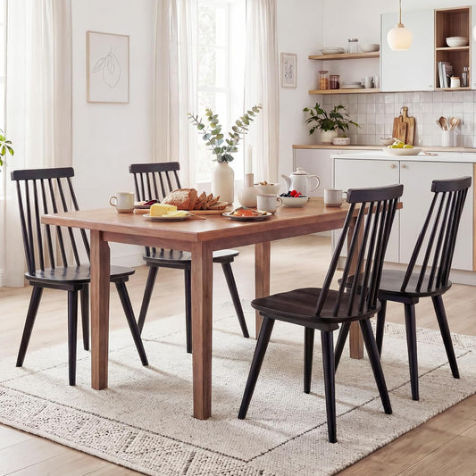 Dining Chairs Set of 4 Wood Dining Room Chair Black Spindle Side Kitchen Room Country Farmhouse Chairs Black
