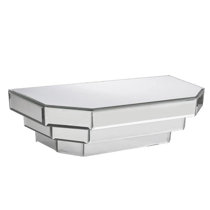 Mirrored Floating Wall Shelf for Home Decor, Silver Wall Mounted Modern Glass Shelf, Decorative Mirror Shelf for Living Room, Bathroom and Entryway, 6 x 16 x 7 Inch