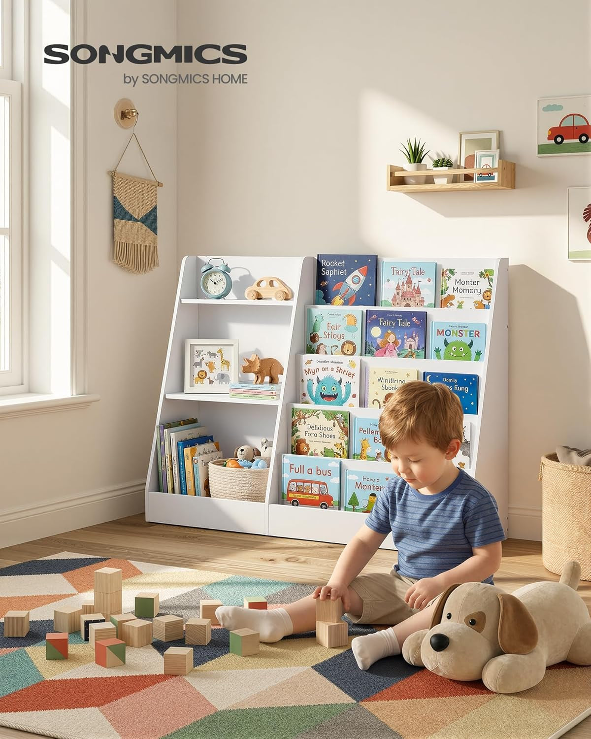 Book and Toy Storage Organizer, 5-Tier Montessori Kids Bookshelf and Toy Storage Shelf, for Children'S Room, Reading Nook, 11.8 X 40.8 X 31.5 Inches, Cloud White UGKR077WZ01