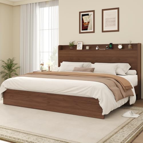 King Size Bed Frame with Storage Headboard & 2 Drawers, view 4