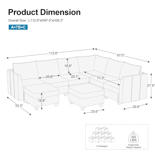 Modular Sectional Sofa U Shaped Couch with Storage Ottoman Velvet Sectional Couch for Living Room, Blue