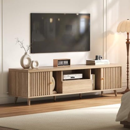 70" Mid Century Modern TV Stand with Power Outlet, view 8