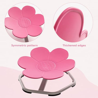 Kids Sensory Swivel Chair, Kids Swivel Chair with Non-Slip Design, Training Body Coordination, Flower Shape Wobble Chair, No Assembly, Pink