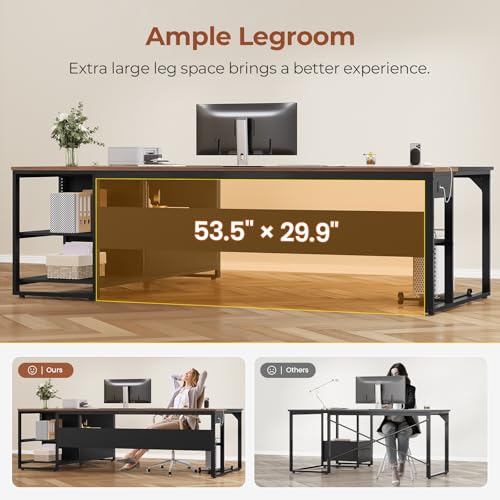 71" Executive Desk, L Shaped Office Desk with Widen File Drawers, view 6