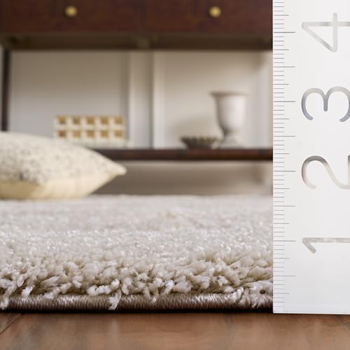 SAFAVIEH Florida Shag Collection Runner Rug - 2'3" x 7', Creme & Creme, Scroll Design, Non-Shedding & Easy Care, 1.2-inch Thick Ideal for High Traffic Areas in Living Room, Bedroom (SG468-1111)
