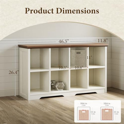 8 Cube Organizer Bookcase, Cube Shelf with Storage, Walnut + White, view 4