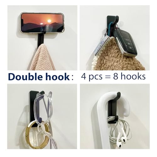 13LB Strong Stick-on Hooks for Coat & Towel, Black 4 Pack, view 5