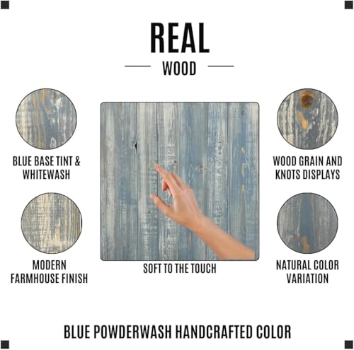 Solid Wood Twin Size Headboard Only, Blue Powderwash with Smooth Natural Wood Grain, Handcrafted Head Board Stand Alone Panels, Modern Farmhouse Bedroom, Built to Last Bed Headboard Twin