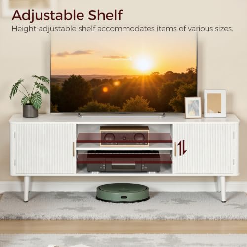 TV Stand for TVs up to 60'', TV Console with Fluted Door Cabinets, view 7