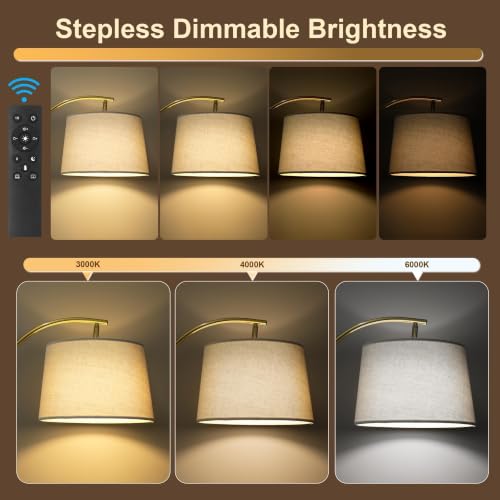 62.5" Gold Floor Lamp for Living Room Dimmable Standing Lamp with Remote, view 5