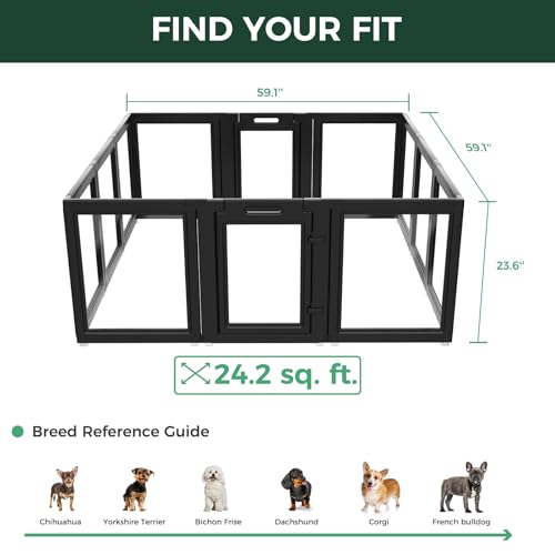 AuraSpace Clear Acrylic Indoor Dog Playpen, 24" H, 12 Panels, Black, view 7