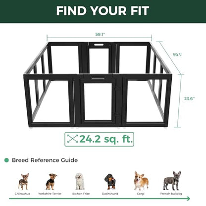 AuraSpace Clear Acrylic Indoor Dog Playpen, 24" H, 12 Panels, Black, view 7