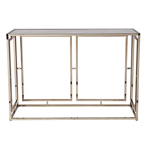 Simondley Faux Marble Console Table - Transitional Design, Champagne Metal and Glass - Ideal for Entryway, Living Room (CK1125003)