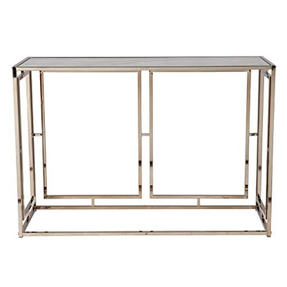 Simondley Faux Marble Console Table - Transitional Design, Champagne Metal and Glass - Ideal for Entryway, Living Room (CK1125003)