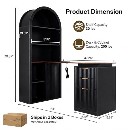 61" L Shaped Desk with Arched Hutch, view 3