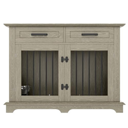 Wooden Dog Crate with Storage Drawers, 44" Medium Large Dog Kennel Furniture, view 3