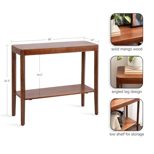 Talcott Modern Rectangle Wood Console Table; 36 x 14 x 33; Walnut Brown; Transitional Decorative Two-Tier Entryway Table for Use as a Behind Couch Table or a Bedroom Accent