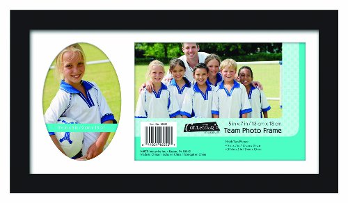 Black team photo frame with two openings, view 2