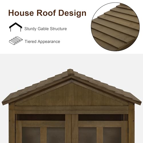 Wooden Dog House Furniture, Solid Wood Pet Kennel Indoor for Small/Medium Dogs, view 5